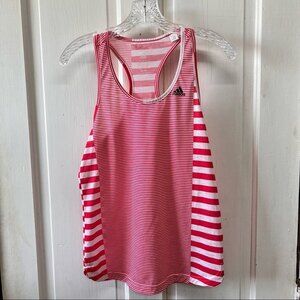 Adidas climalite racerback athletic sleeveless tank top xs pink white striped